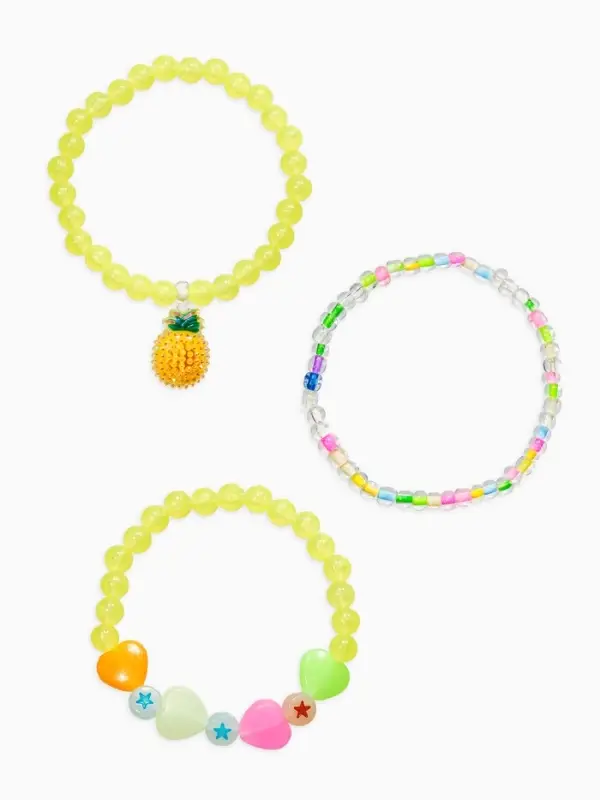 Браслет детский &laquo;Выбражулька&raquo;, 3 шт. набор, ананас, бусины, цветной