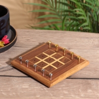 Настольная игра &laquo;Крестики-нолики&raquo;, 13&times;13.5 см, дерево шишам, латунь