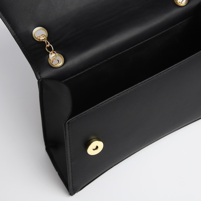 Сумка женская из искусственной кожи с клапаном, 26х16х9 см, черный цвет Сумка женская из искусственной кожи с клапаном, 26х16х9 см, черный цвет