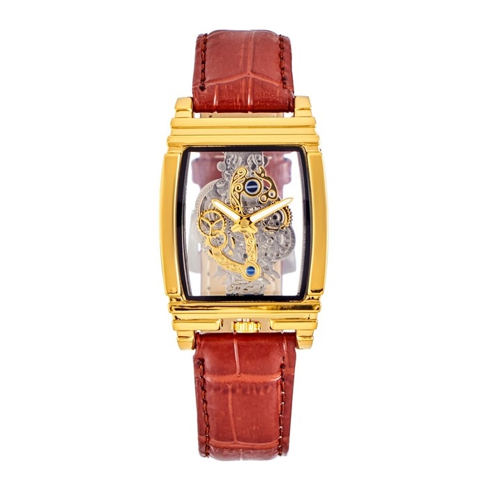 Часы наручные кварцевые мужские, циферблат 5.1 х 3.4 см, ремешок l-26 см, 3 АТМ, коричневые