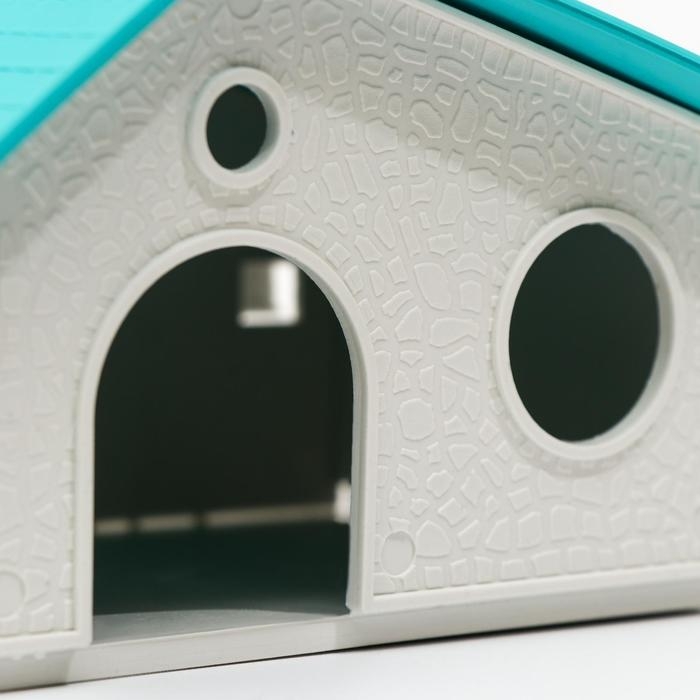 Домик для грызунов сборный Домик для грызунов сборный "Нора" 9 х 13 х 10, белый с бирюзовой крышей
