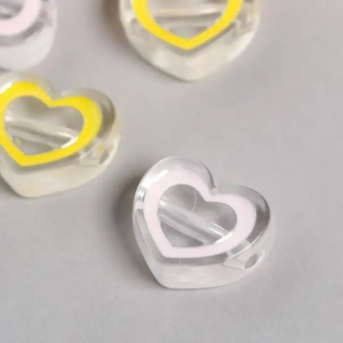 Бусина для рукоделия и плетения &laquo;Арт Узор. Сердечко с цветной обводкой&raquo;, акрил, 2&times;2.2&times;2.2 см, МИКС