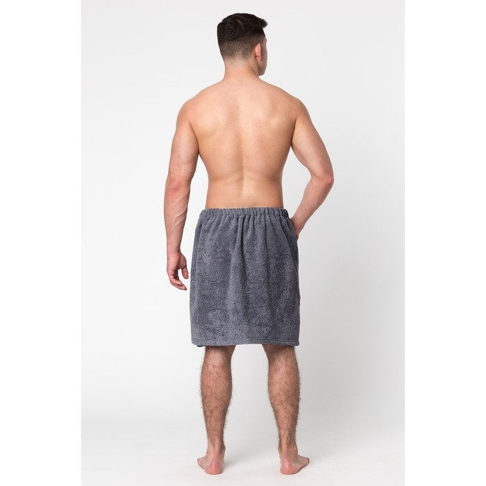 Полотенце банное Экономь и Я "Килт с карманом" 50х150 см, цвет серый, 100% хлопок, 320 г/м2