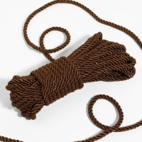 Шнур витой, d = 5 мм, 10 &plusmn; 1 м, цвет коричневый