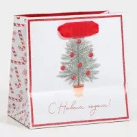 Пакет подарочный новогодний ламинированный квадратный &laquo;Новогодние сладости&raquo;, 14 х 14 х 9 см