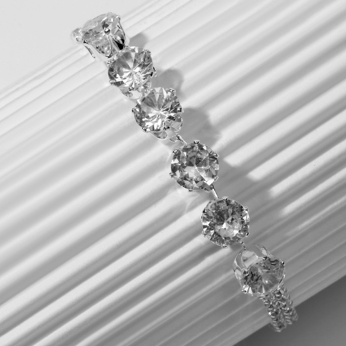 Браслет со стразами &laquo;Циркон&raquo; изыск, дорожка, цвет белый в серебре, 15см