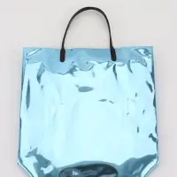 Пакет подарочный ПВХ, голография, голубой, пластиковая ручка, 26&times;22.5&times;10 см