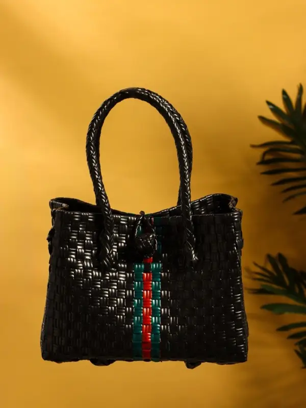 Сумка плетёная пластиковая 23х11х30 см, цв. чёрный