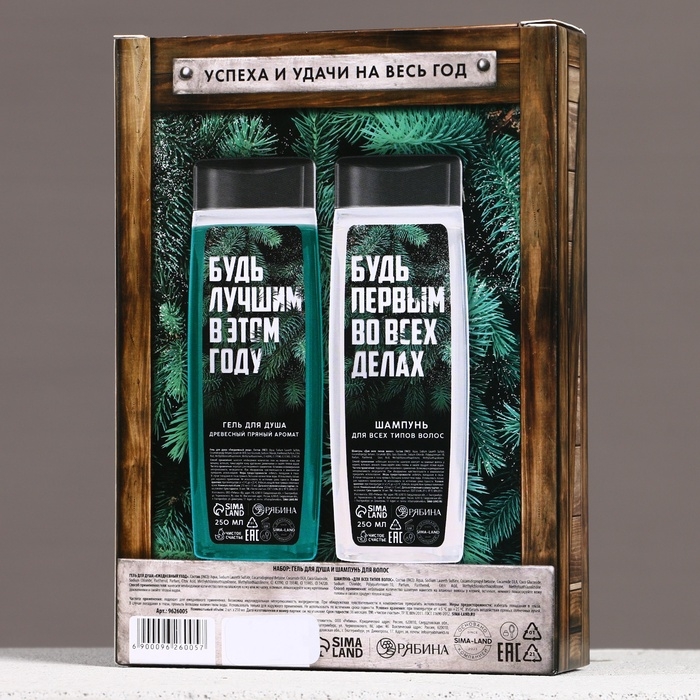 Подарочный набор косметики &laquo;Самому лучшему мужчине в Новый Год&raquo;, гель для душа и шампунь для волос, 2 х 250 мл, ЧИСТОЕ СЧАСТЬЕ