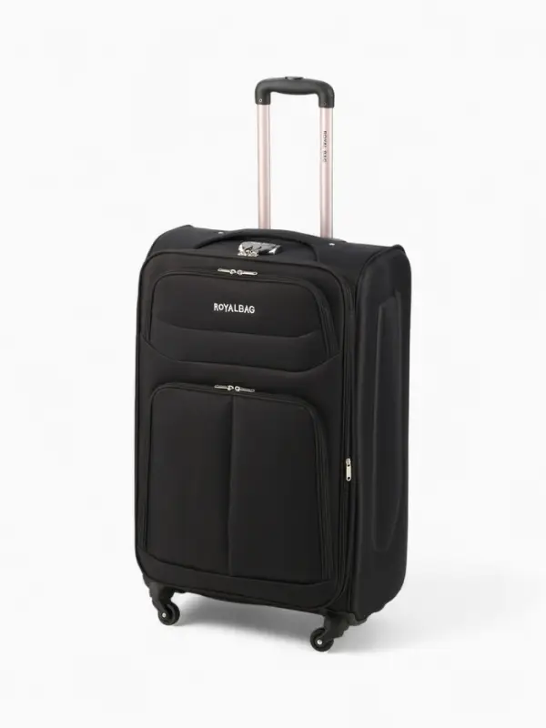 Чемодан 28", Текст, 47*29*77, отд на молнии, 2 нар/карм, увелич, код замок, 4 колеса, черный   10872