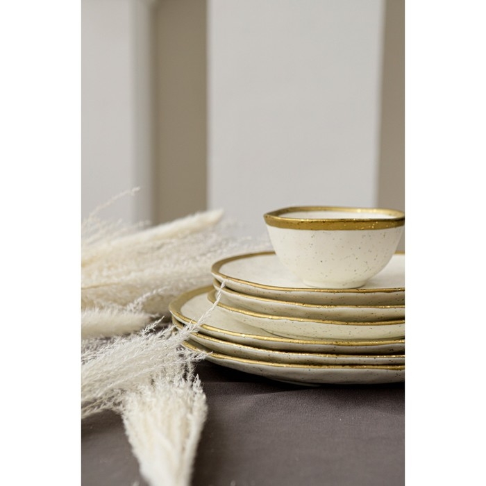 Тарелка фарфоровая обеденная Magistro Poursephona, d=27 см, цвет бежевый