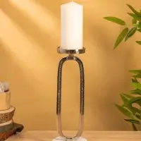 Подсвечник "Эллипс" 10х10х30 см, d 7,5 см, алюминий, мрамор