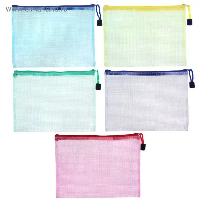 Папка-конверт на молнии Calligrata &laquo;Клеточка&raquo; А5, (240 х 170 мм), МИКС