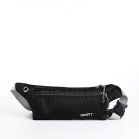 Поясная сумка на молнии, с карманом, разъем для USB, чёрный Поясная сумка на молнии, с карманом, разъем для USB, чёрный