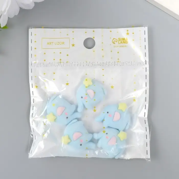 Декор для творчества бархатное напыление "Слонёнок со звёздочкой" 0,6х1,7х2,3 см