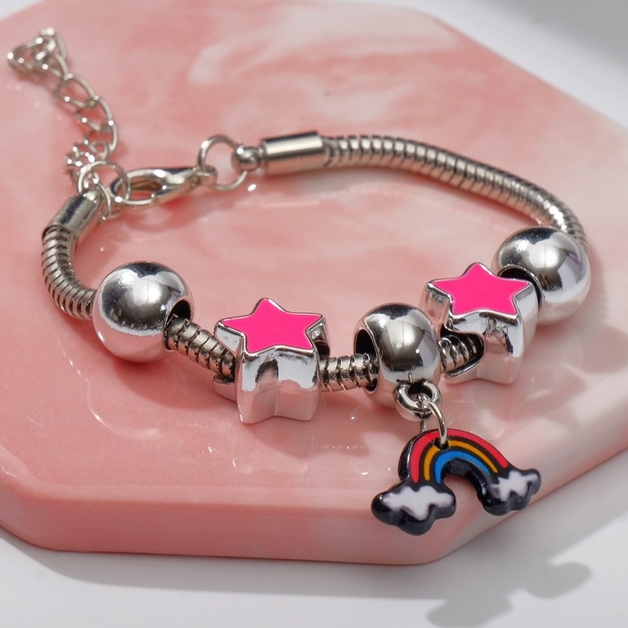 Браслет детский &laquo;Выбражулька&raquo; звёздочки, подвеска МИКС, цветной в серебре
