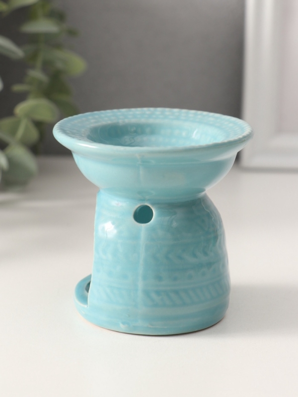 Аромалампа керамика "Геометрические узоры" нежно-голубая 7,5х7,5х6,5 см