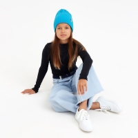 Шапка детская MINAKU с отворотом р-р 52-56, цв.бирюзовый Шапка детская MINAKU с отворотом р-р 52-56, цв.бирюзовый