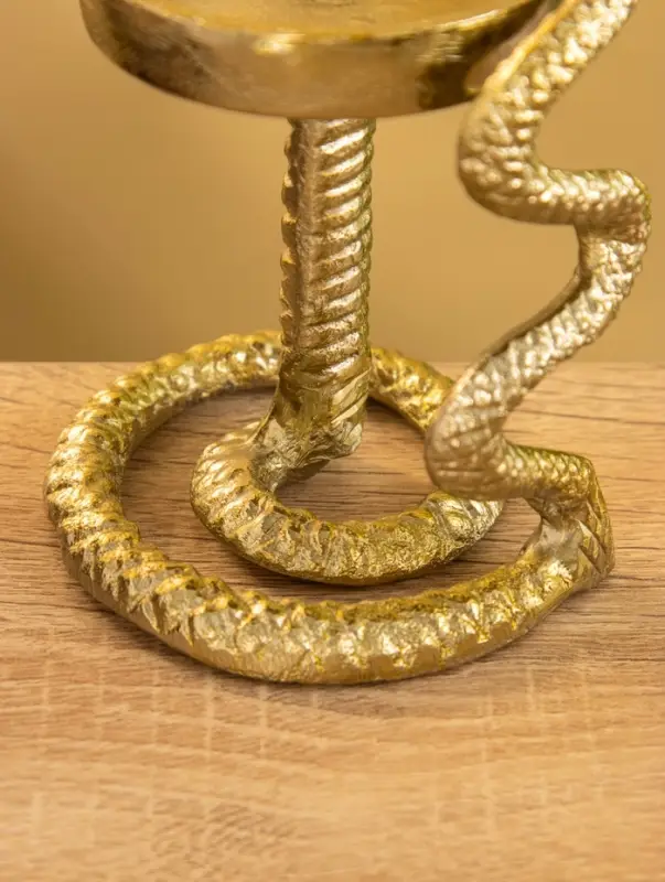 Подсвечник для свечи 8 см "Змея" алюминий 9х9х16 см, цв. золото