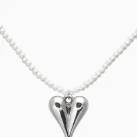 Чокер &laquo;Сердце&raquo; жемчужные бусины, цвет белый в серебре, 33 см + 5 см доп, цепочка