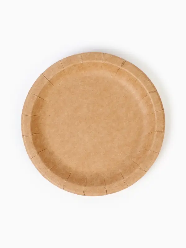 МП Тарелка одноразовая "Крафт" с бортом, картон, 18 см  (100 шт.)