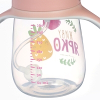 Поильник - непроливайка детский с силиконовой трубочкой &laquo;Фрукты&raquo;, 260 мл., с ручками, розовый