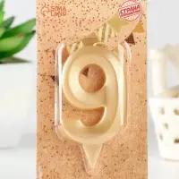 Свеча в торт &laquo;Цифра 9&raquo;, золотая, 6.5 см