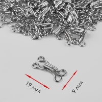 Крючок пришивной №3, 19 &times; 9 мм, 100 шт, цвет серебряный