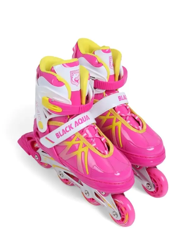Коньки раздвижные BlackAqua, р. 39-42, для фитнеса, с роликовой платформой, цвет фуксия