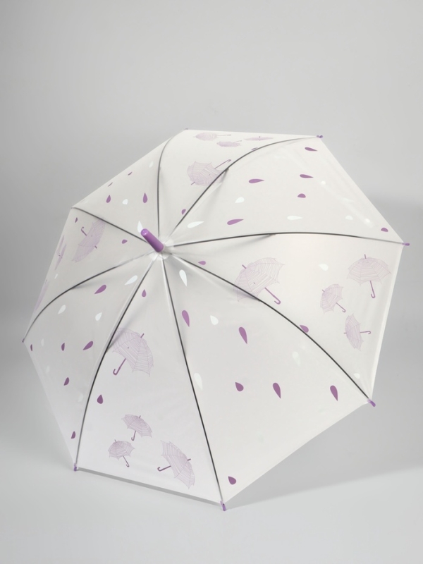 Зонт-трость п/авт R45/54 8сп ПВХ зонтики ручка-крюк МИКС