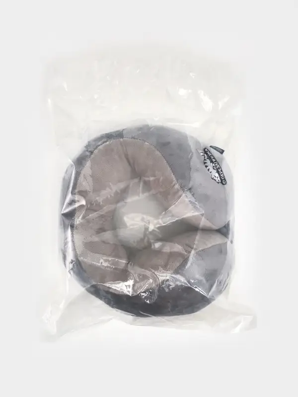 Подушка для путешествий бархатная формовая "Перезагрузка", серая