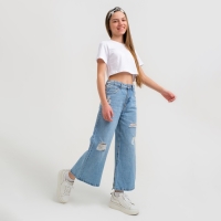 Футболка для девочки укороченная KAFTAN "Selfie", рост 158-164, цвет белый