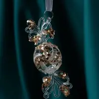 Украшение ёлочное "Праздник" (набор 2 шт) 10,5х4 см, прозрачно-золотой