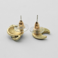 Серьги эмаль &laquo;Ночь&raquo; полумесяц, цвет сине-зелёный в золоте