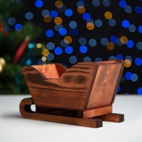 Новый год. Кашпо деревянное 20&times;12&times;13 см "Санки", брашированный Дарим Красиво