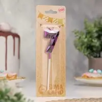 Свеча для торта &laquo;Алмаз&raquo;, цифра 7, фиолетовый металлик