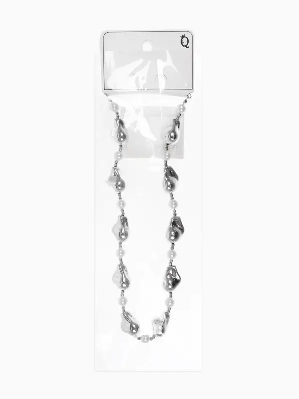 Бусы "Жемчуг Борокко", цвет белый в серебре 40+удл