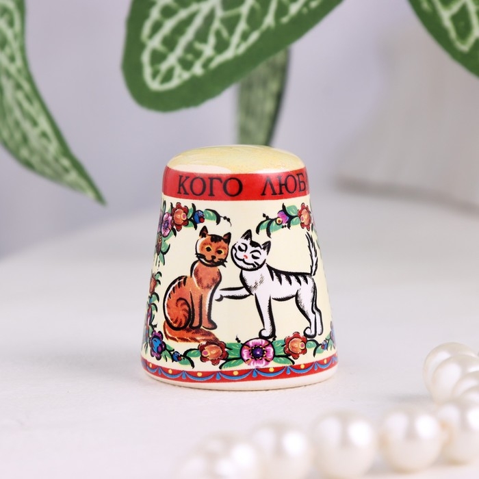 Сувенир напёрсток "Кошки", керамика