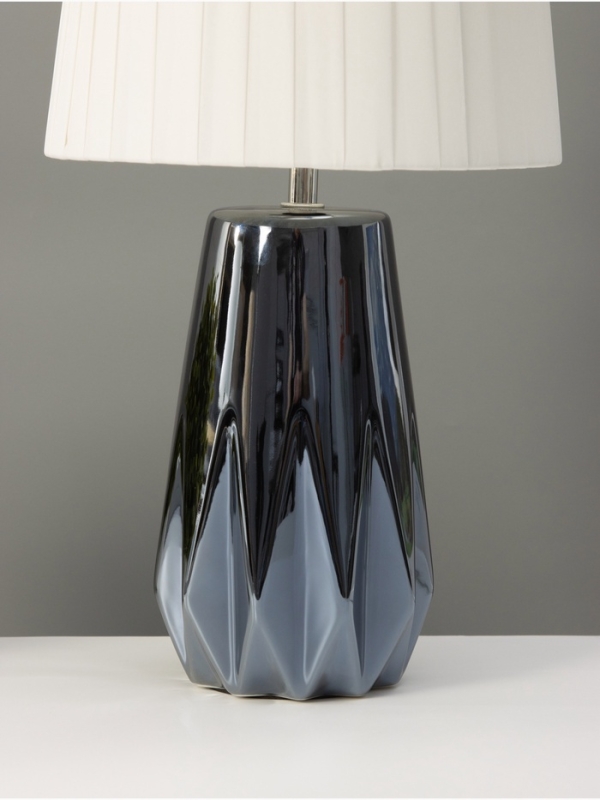 Настольная лампа "Грация" 1х40Вт Е14 глубинный синий перламутр 22х22х41см