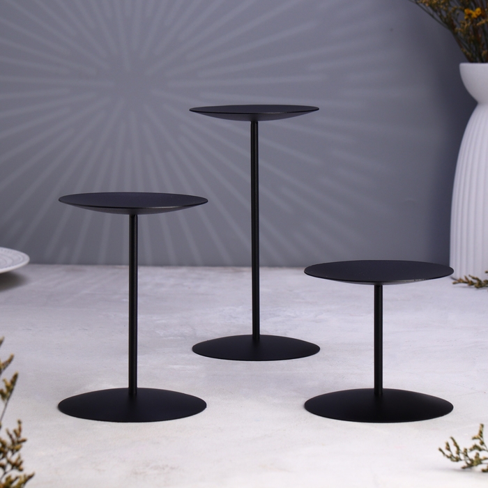 Набор подсвечников 10х20; 10х15; 10х10 см, чёрный