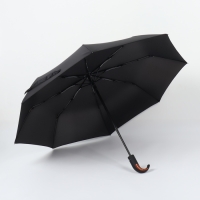Зонт автоматический &laquo;Элеганс&raquo;, 3 сложения, 8 спиц, R = 47/53 см, D = 106 см, цвет чёрный