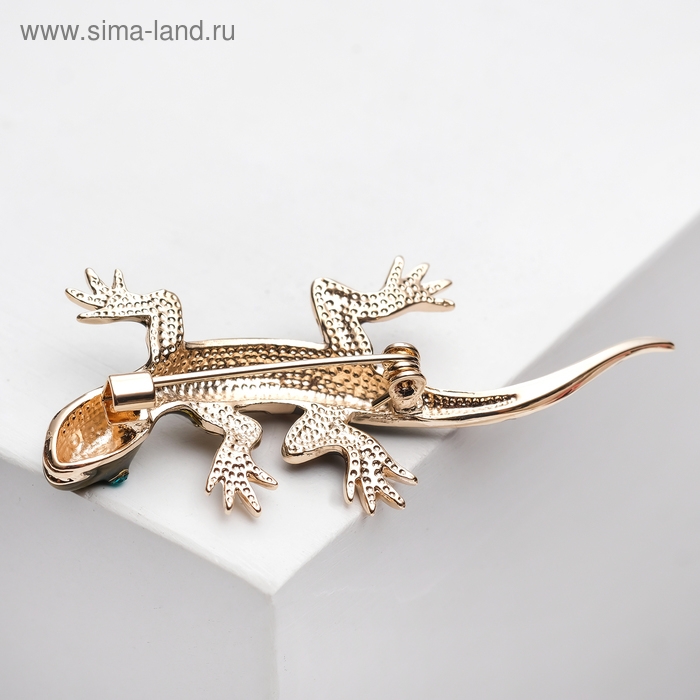 Брошь &laquo;Ящерица&raquo; дарк, цвет тёмно-зелёный в золоте