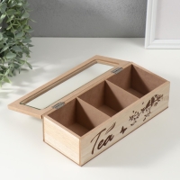 Шкатулка дерево 3 деления "Птицы на ветке" 9,7х24х7 см