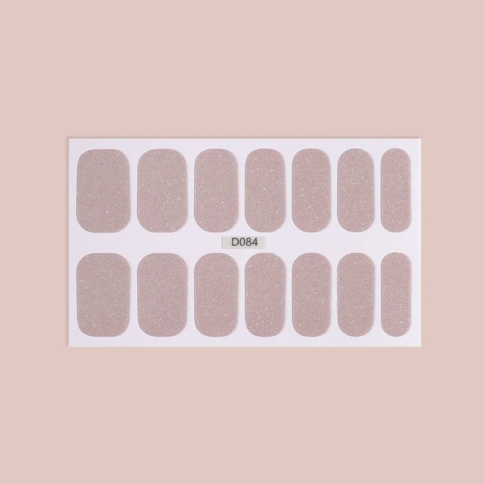 Лаковые полоски для маникюра, 14 шт, с блёстками, цвет бежевый