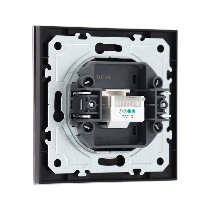 Розетка телефонная одноместная TOT Matte Glass, скрытая, стекло, черная Розетка телефонная одноместная TOT Matte Glass, скрытая, стекло, черная