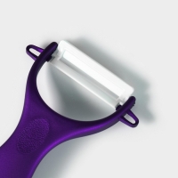 Набор кухонный «Изгиб», 5 предметов: ножи 7,5 см, 10 см, 13 см, 15 см, овощечистка, на подставке, цвет фиолетовый Набор кухонный «Изгиб», 5 предметов: ножи 7,5 см, 10 см, 13 см, 15 см, овощечистка, на подставке, цвет фиолетовый