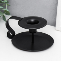 Подсвечник металл на 1 свечу с ручкой "Виток" чёрный 5,5х10,5х13,2 см