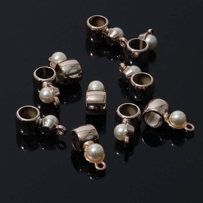 Держатель для кулона «Жемчуг» 2,6×1,2×1 см, (набор 10 шт.), цвет белый в золоте Держатель для кулона «Жемчуг» 2,6×1,2×1 см, (набор 10 шт.), цвет белый в золоте