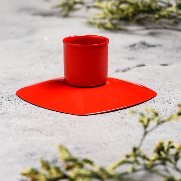 Подсвечник "Квадрат" металл на 1 свечу, 7х3 см, красный
