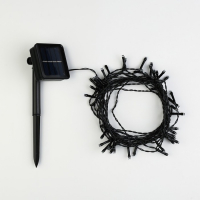 Гирлянда &laquo;Нить&raquo; 5 м, IP44, тёмная нить, 50 LED, свечение синее/аквамарин, 2 режима, солнечная батарея